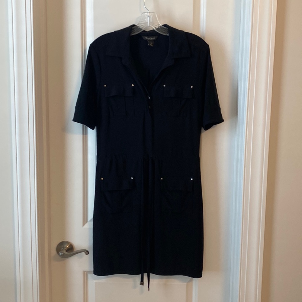 Black drawstring waist dress